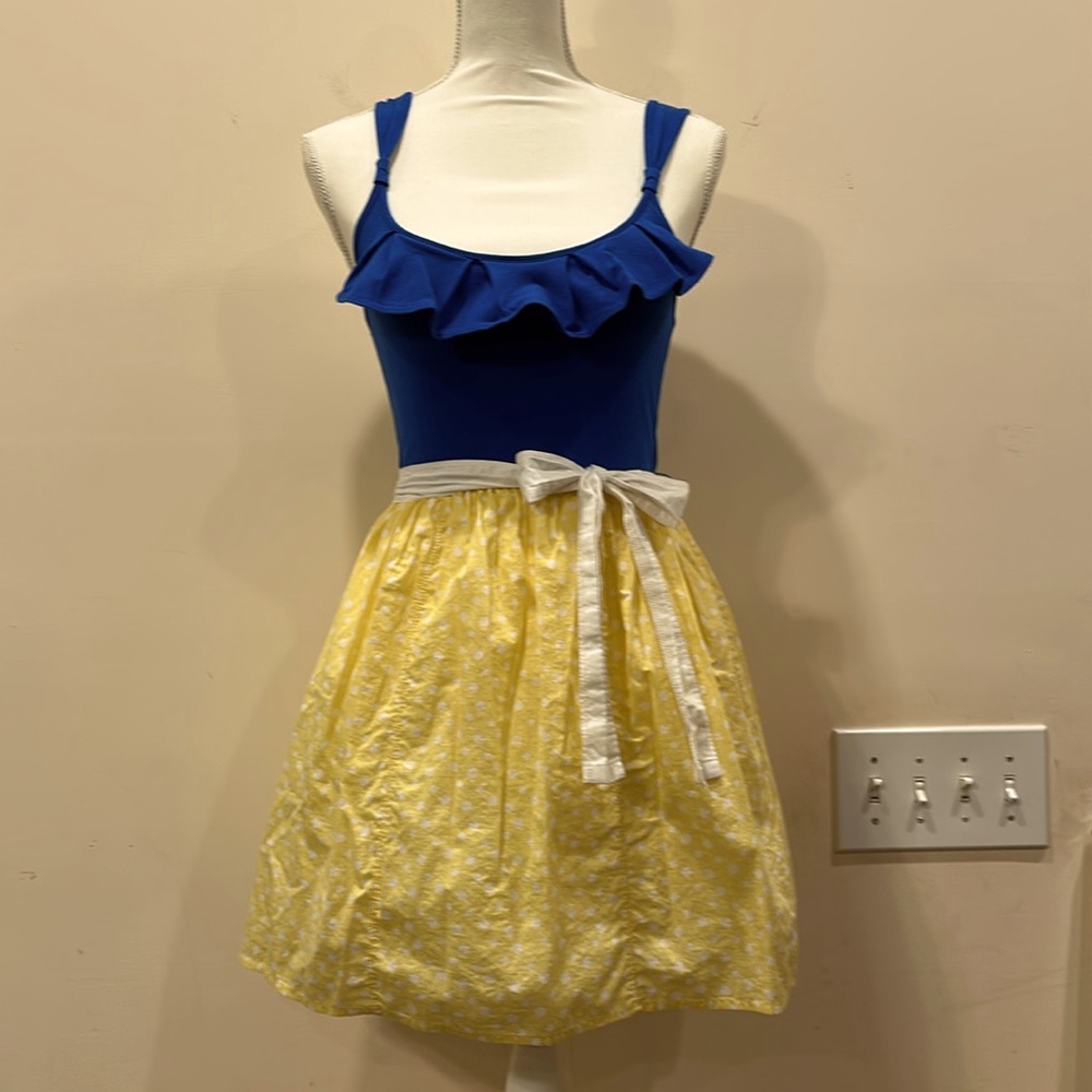 Abercrombie & Fitch dress Yellow & white polka dot skirt royal blue bodice Small